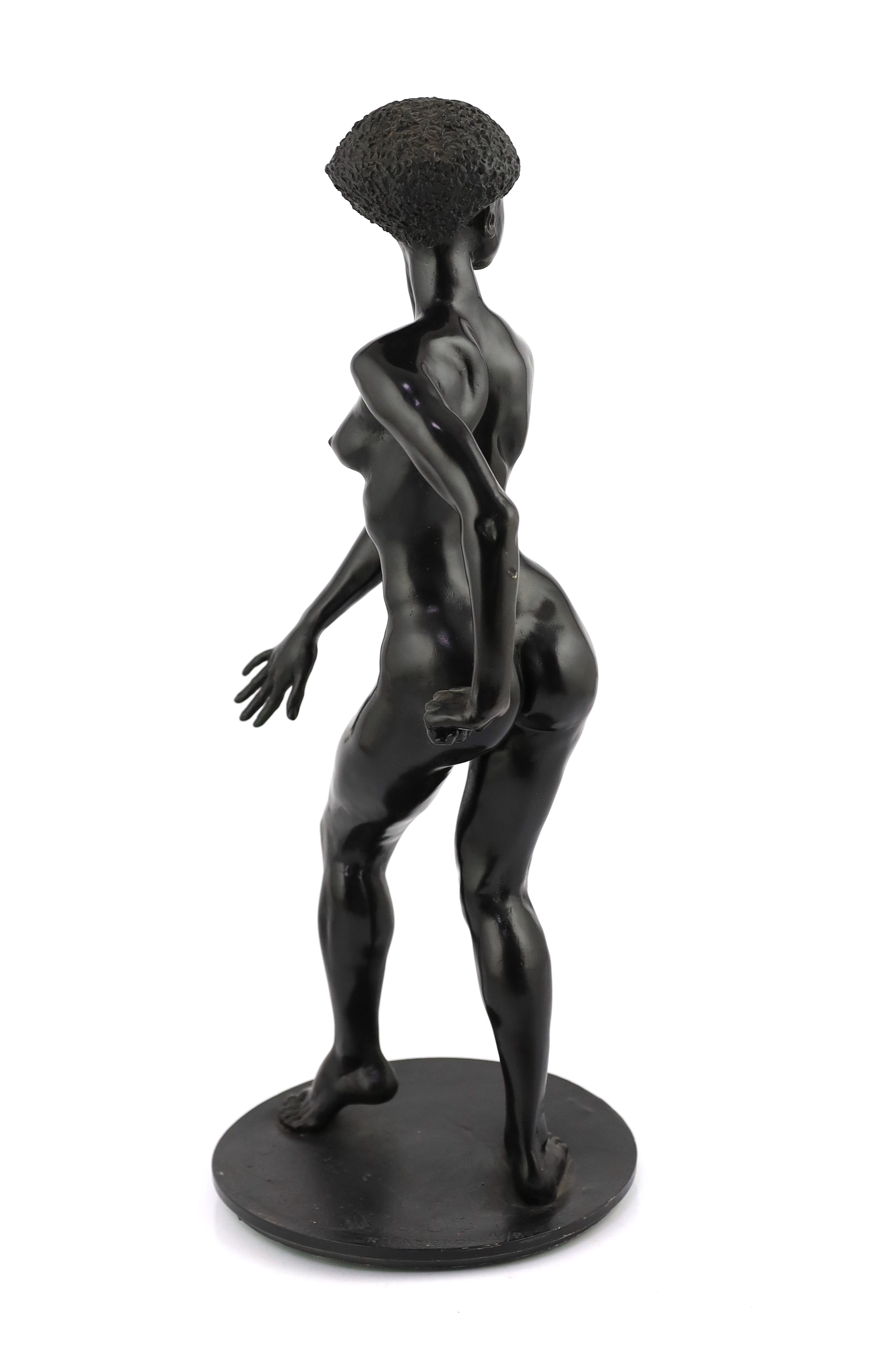 Ronald Cameron (1930-2013), a black patinated cast pewter figure of an African woman, 55cm high